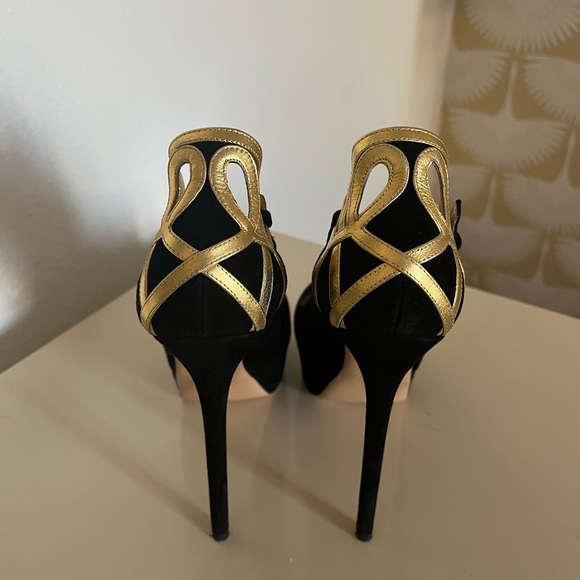 Charlotte Olympia Sabrina Black Platform with Gold Shoes size 6 - Picture 7 of 13
